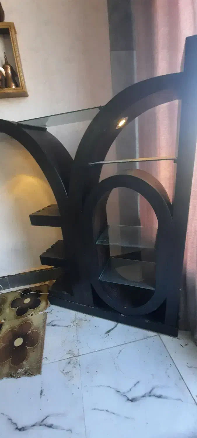 بوفه چوبی Loe چراغ ال  جای گلدون و اشیاه شراب خوری|بوفه، ویترین، کنسول|شوش, |دیوار