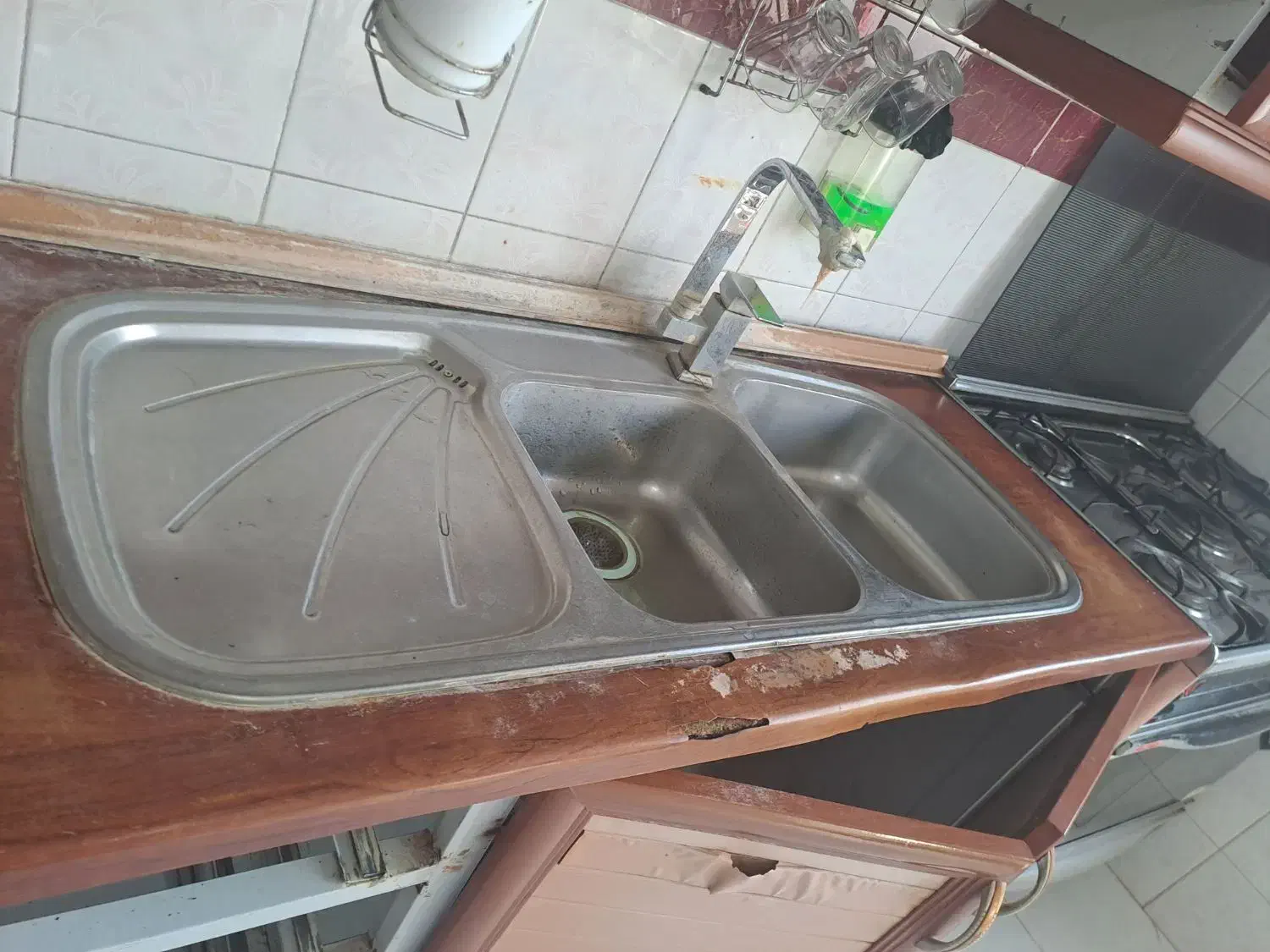 سینگ ظرفشویی شیر آب اشپزخانه سالم در حد نو|آبچکان و نظمدهنده ظروف|آمل, |دیوار