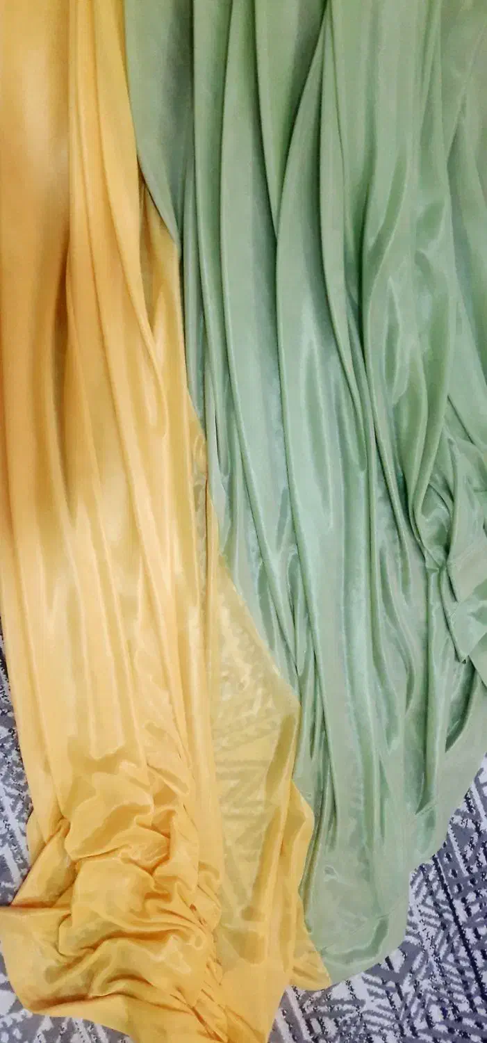 پرده ۲عدد  به رنگ سبزو زرد نو|حراج|فومن, |دیوار