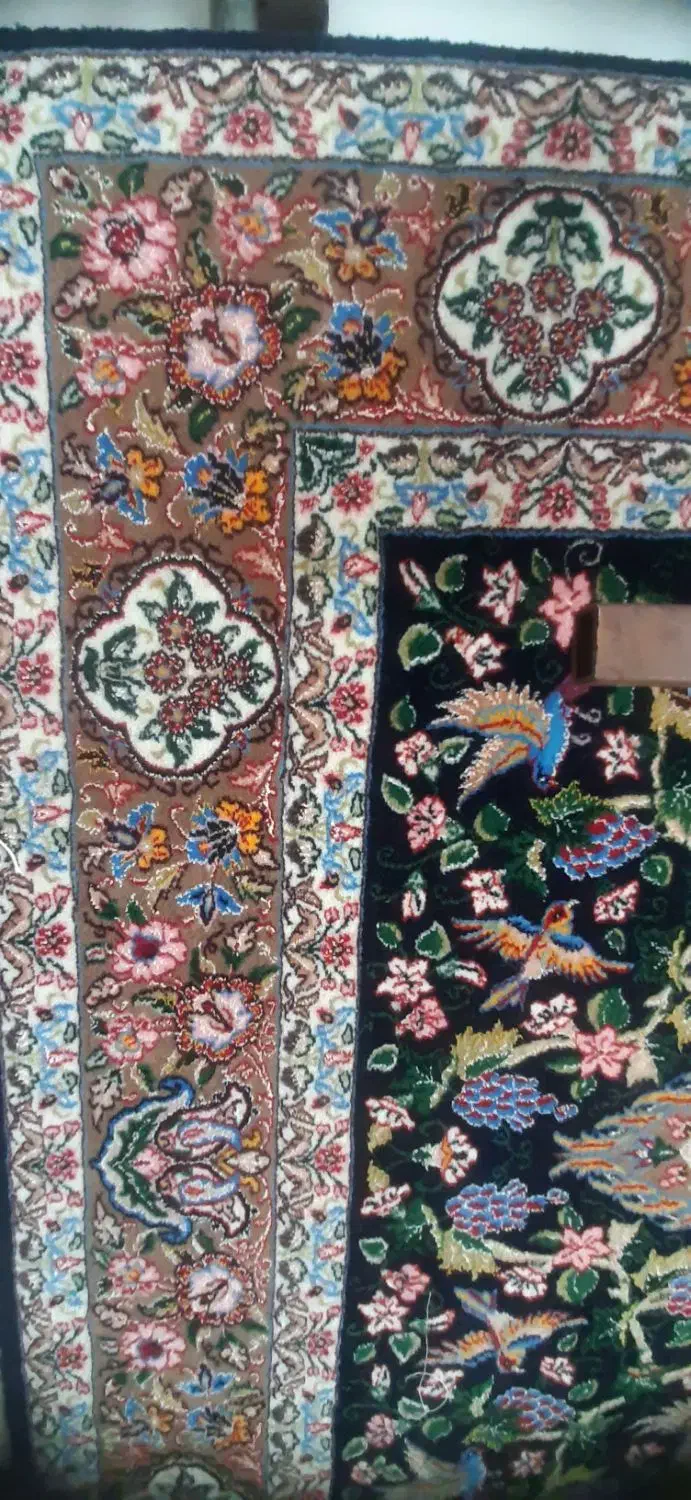قالی دسبافت چله ابریشم ده تایی|فرش|مبارکه, |دیوار