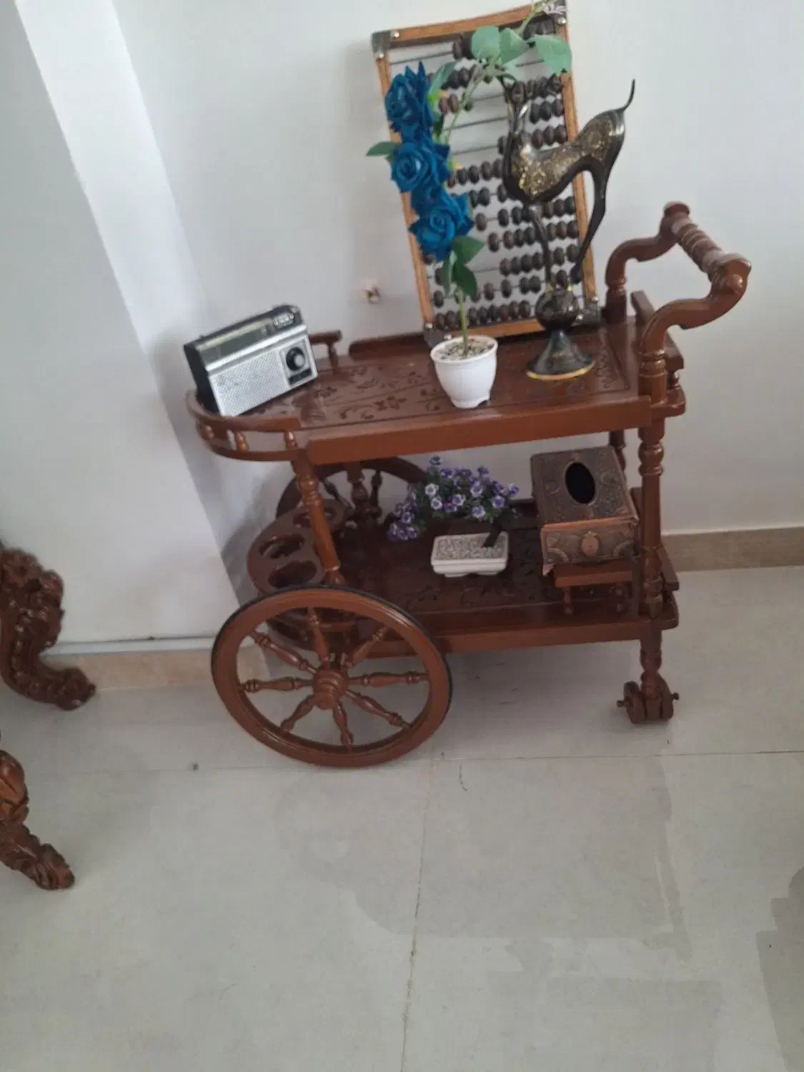 میز بار چوبی دو طبقه|بوفه، ویترین، کنسول|چاراویماق, |دیوار