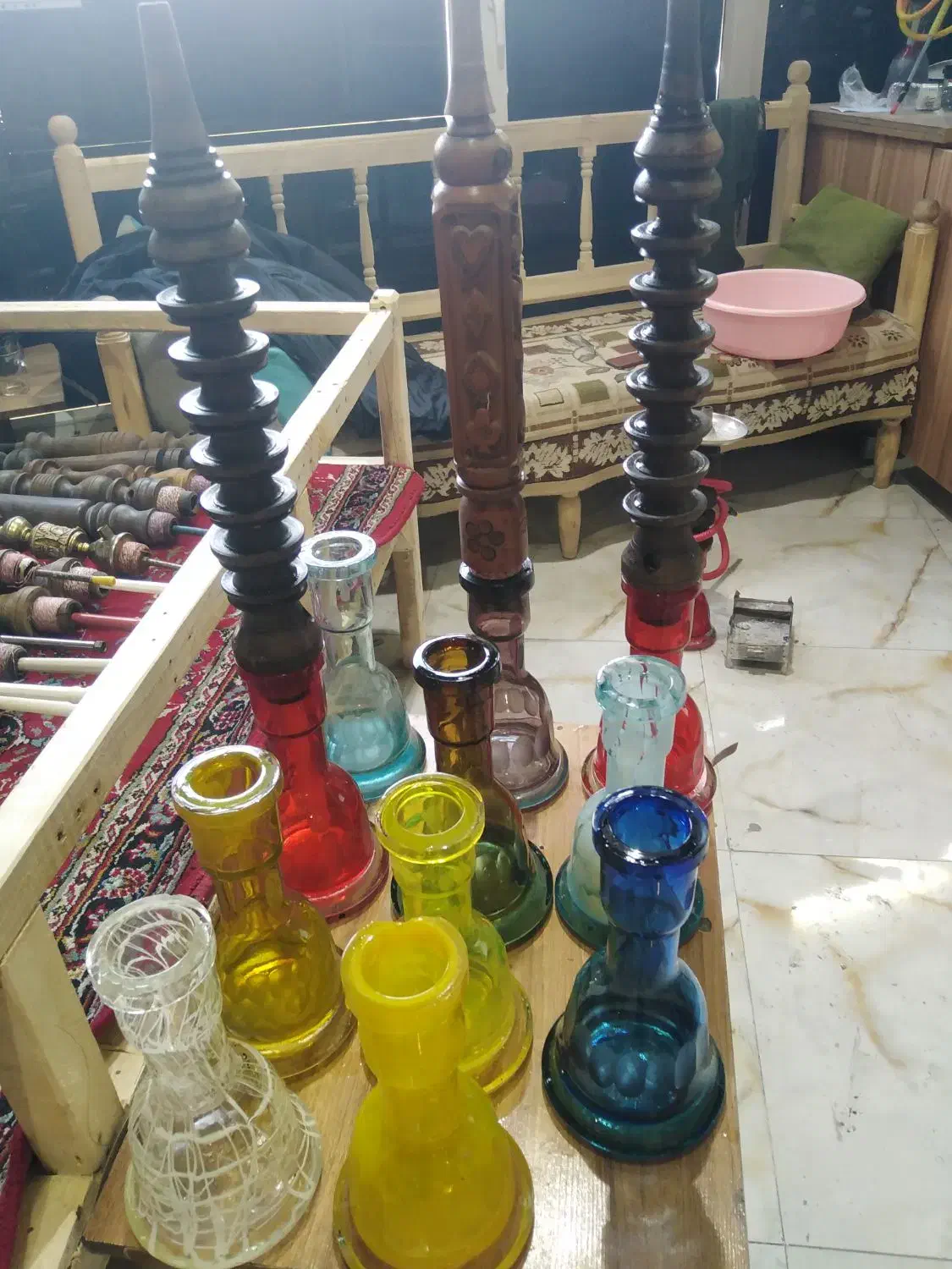 قلیون شیشه قلیان تنه چوبی قلیان|کلکسیون و سرگرمی|قم, شهرک امام حسین|دیوار