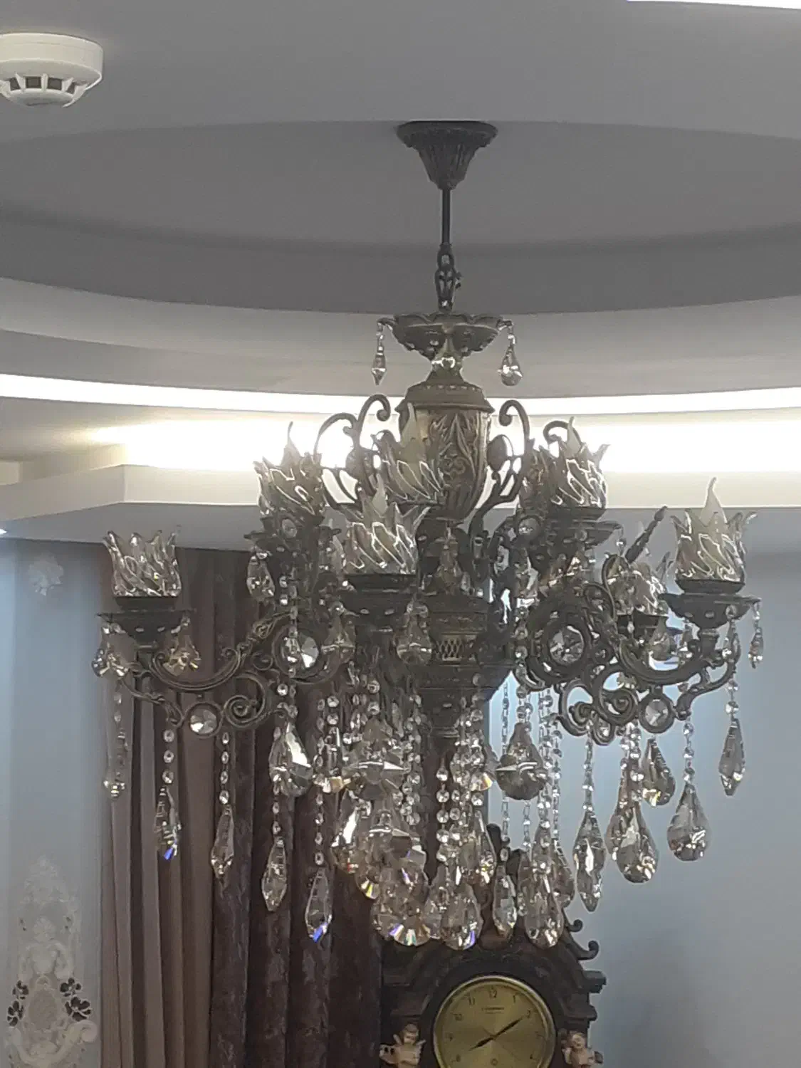 لوستر ۵شاخه و ۱۰ شعله در حد نو|لوستر و چراغ آویز|اردبیل, |دیوار