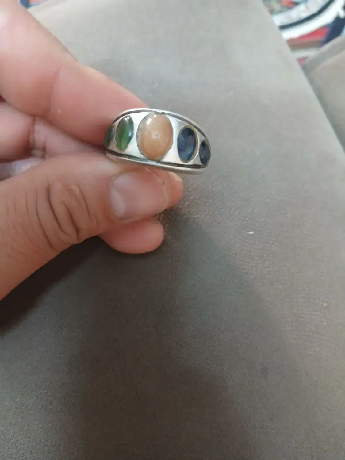 انگشتر نقره ۵ جواهر|جواهرات|اردبیل, |دیوار