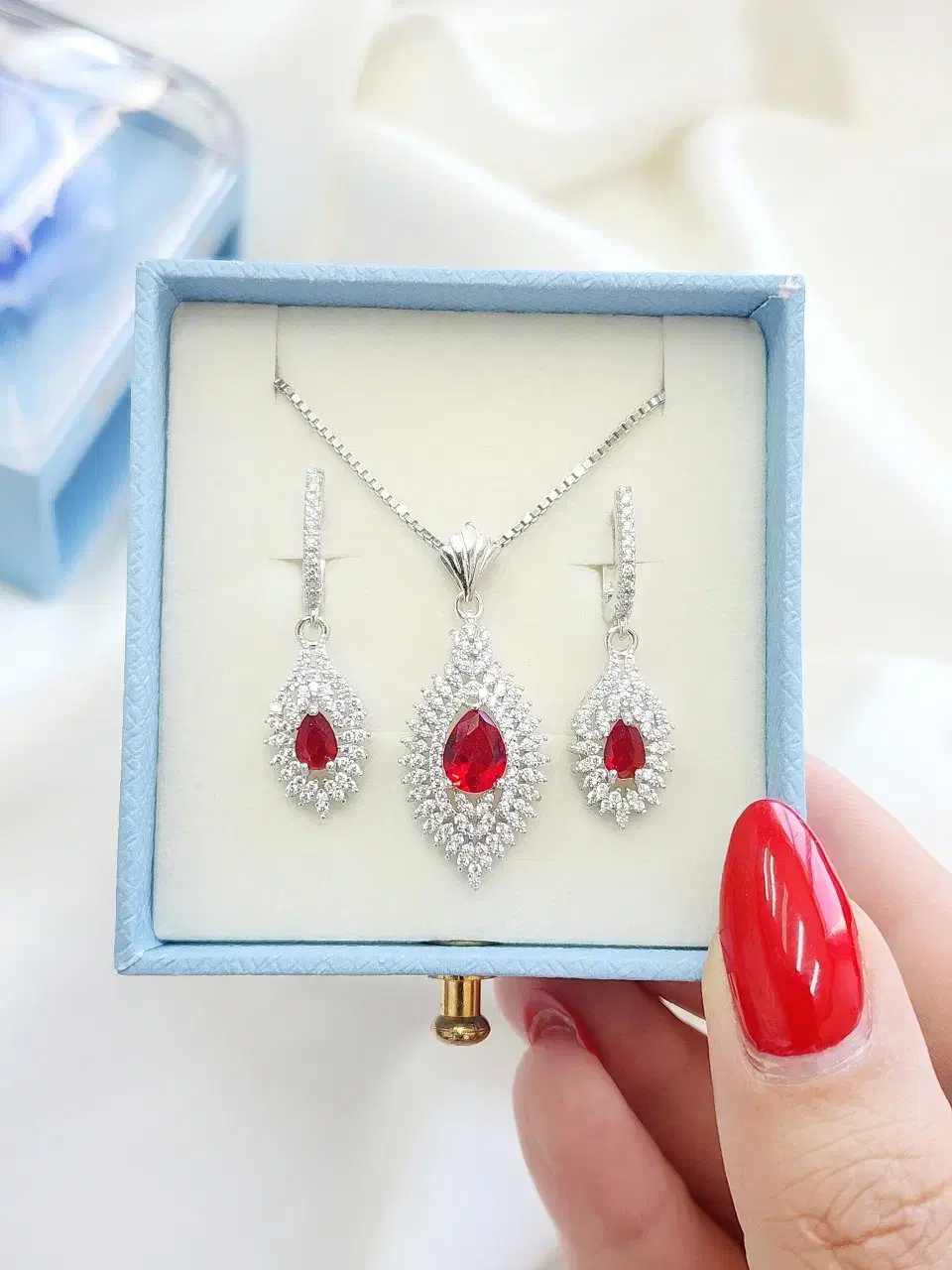 نیم ست نقره روکش طلا ونکلف جواهری۸۳۰۴۰جامیت|بدلیجات|تبریز, |دیوار