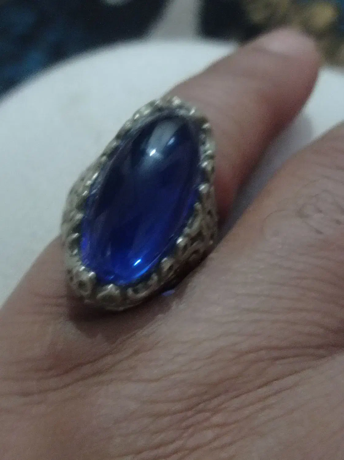 انگشتر نقره یاقوت لعل ابی|جواهرات|کارون, |دیوار