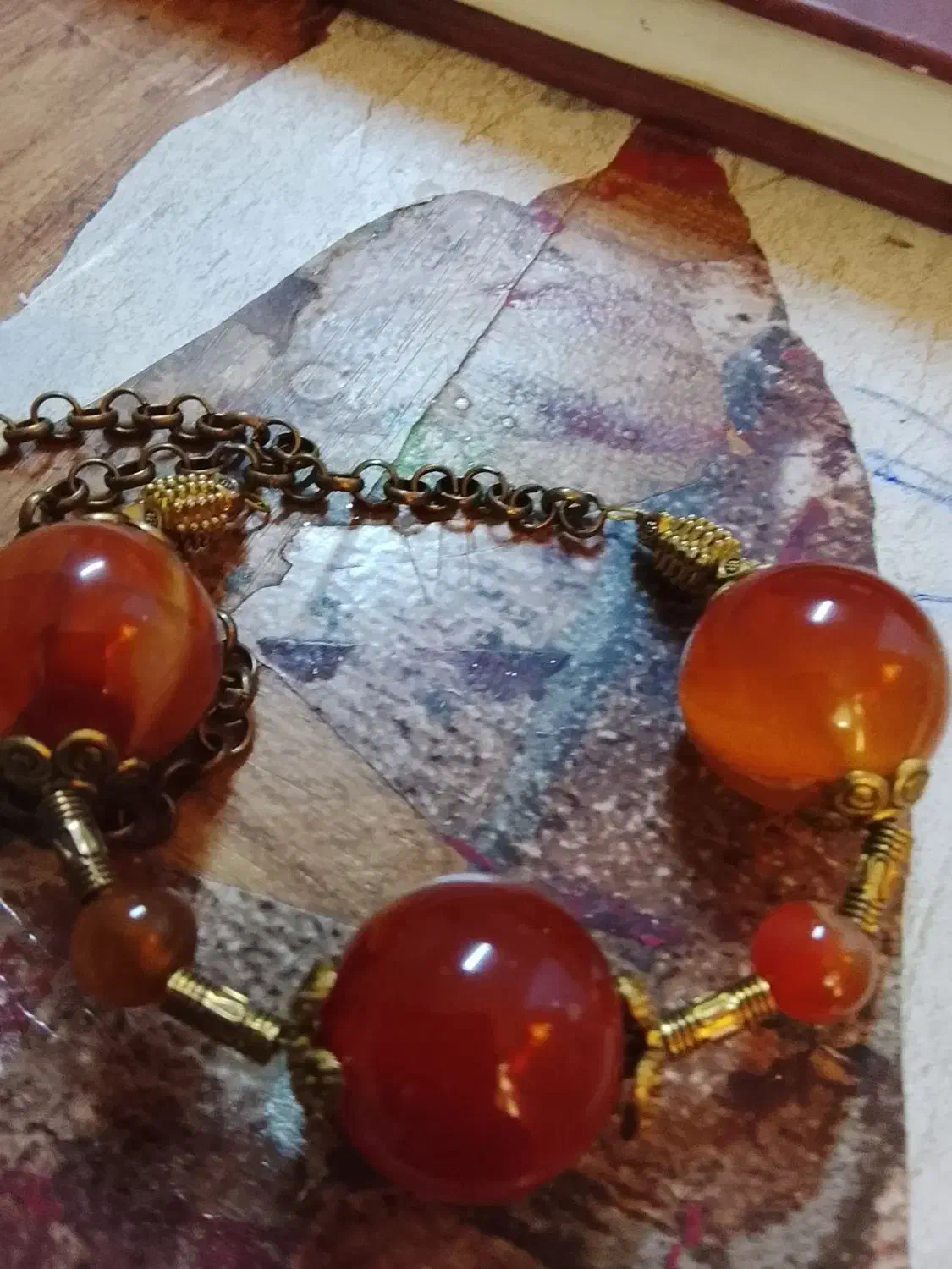 دستبند قدیمی با مهرهای عقیق اصل|جواهرات|اصفهان, ارغوانیه|دیوار