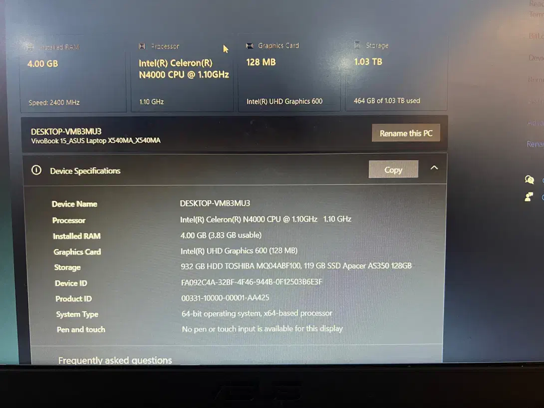 لپ تاپ asus ایسوس ۱۵.۶ اینچ رم ۴ حافظه یک ترابایت|رایانه همراه|شیراز, فرهنگ شهر|دیوار