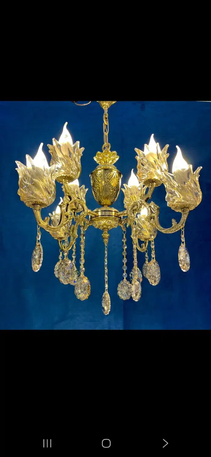 لوسترونیز فلوران برنج/۴شاخه دوبل برنجیFh light.456|لوستر و چراغ آویز|تهران, نعمت‌آباد|دیوار