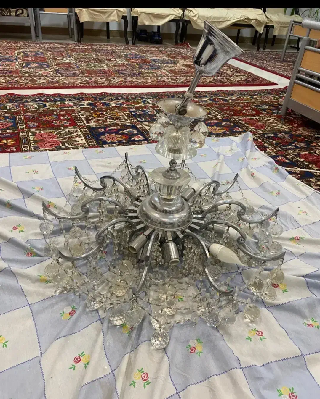 لوستر کریستالی ۲۰ شاخه درحد نو سیلور|لوستر و چراغ آویز|تهران, نارمک|دیوار