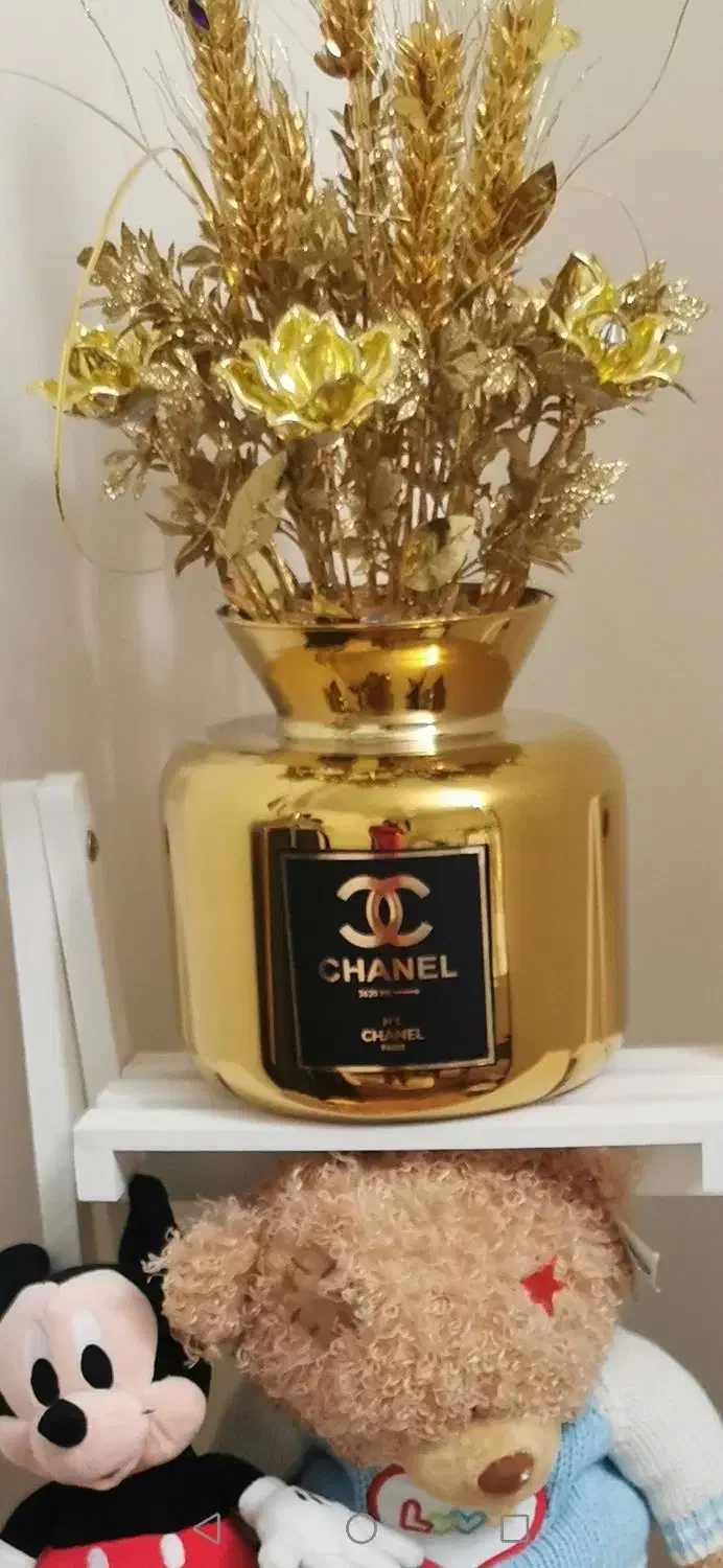 گل و گلدان طلایی|گل مصنوعی|خرم‌آباد, |دیوار