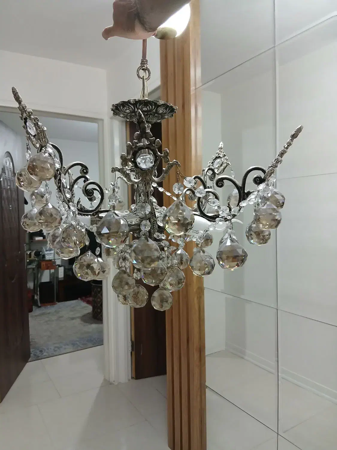 دوعدد لوستر برنج|لوستر و چراغ آویز|اراک, |دیوار