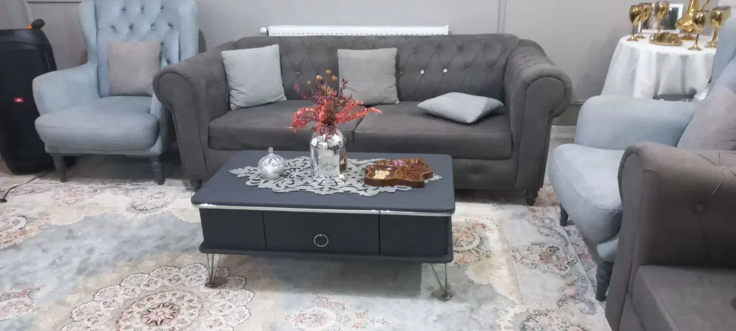 مبل چستر ۸ نفره با عسلی و میز وسط،سالم|مبلمان خانگی و میز عسلی|گنبد کاووس, |دیوار