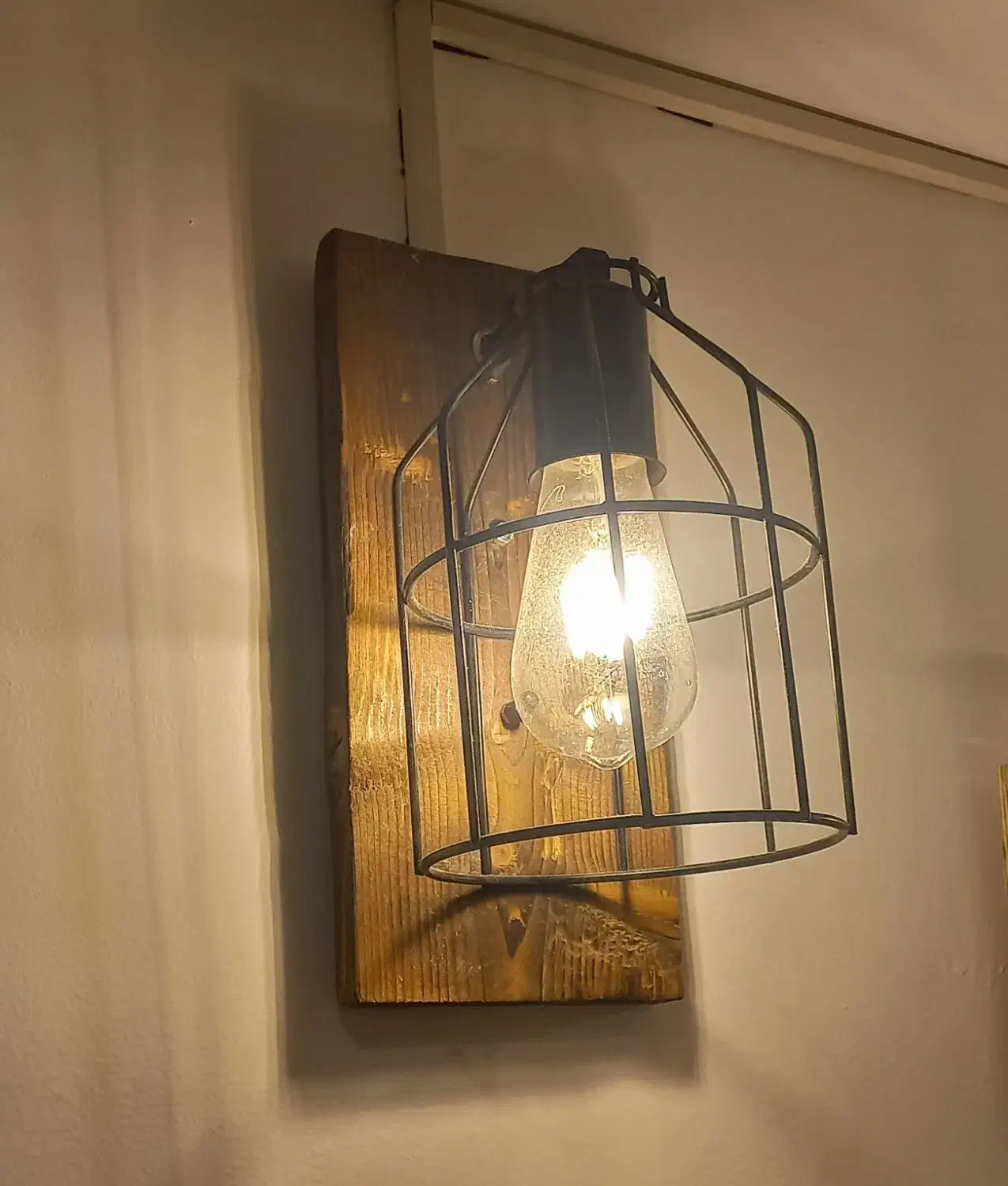 دیوار کوب چوبی فلزی ادیسونی کافه ای فانتزی|لوستر و چراغ آویز|قم, دورشهر|دیوار