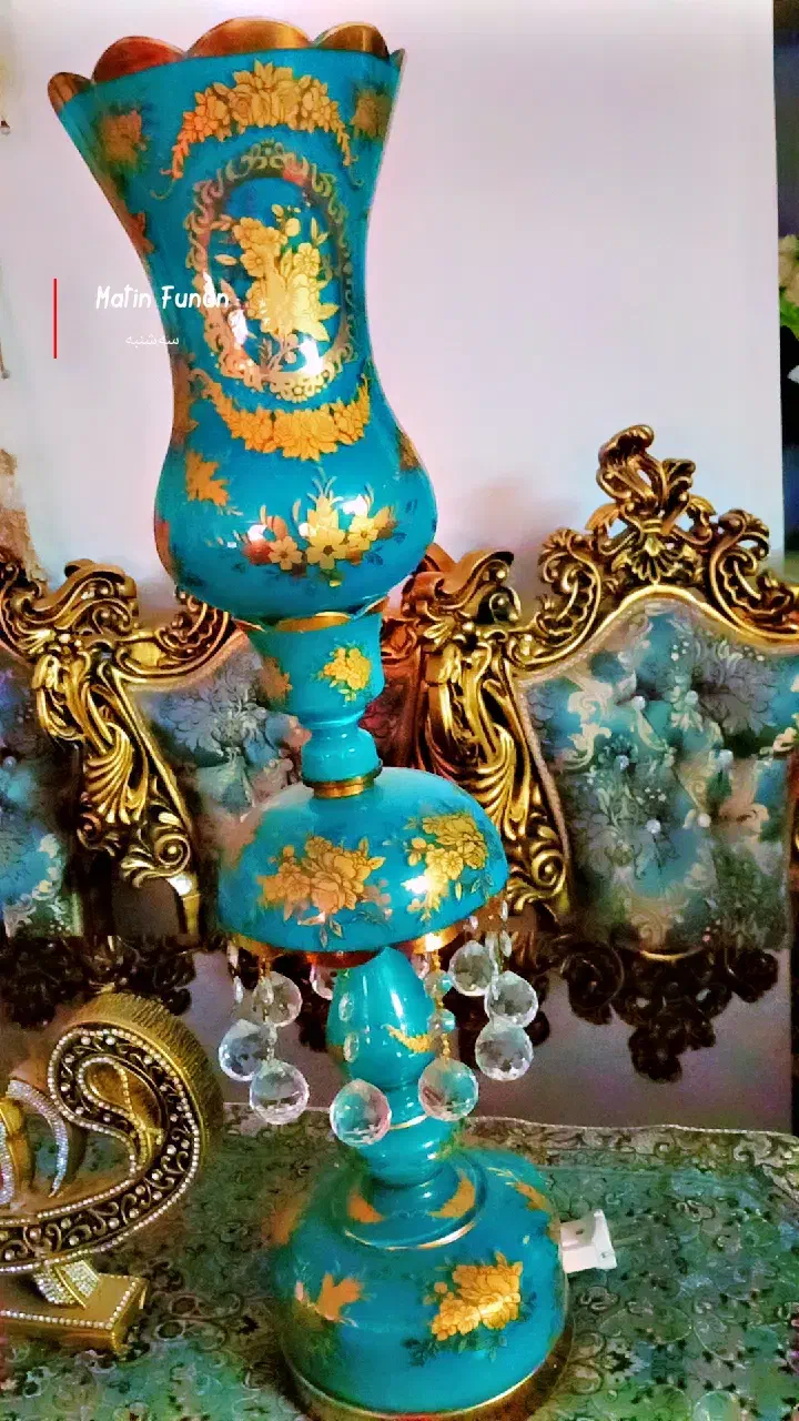 چراغ شمعدان لاله فیروزه ای|لوستر و چراغ آویز|تبریز, |دیوار