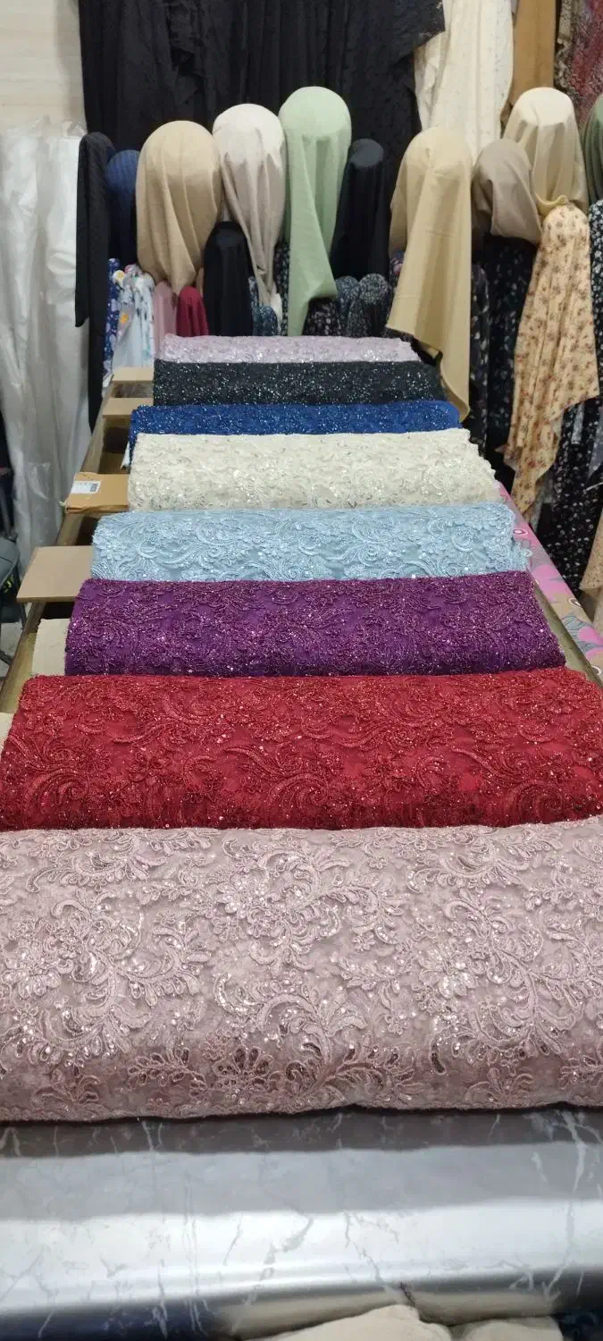 پارچه گیپور پولک دوزی سیمدار|لباس|تهران, خاک سفید|دیوار