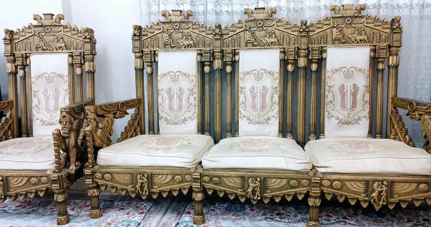 مبل 9نفره هخامنشی چوب راش|مبلمان خانگی و میز عسلی|باقرشهر, |دیوار