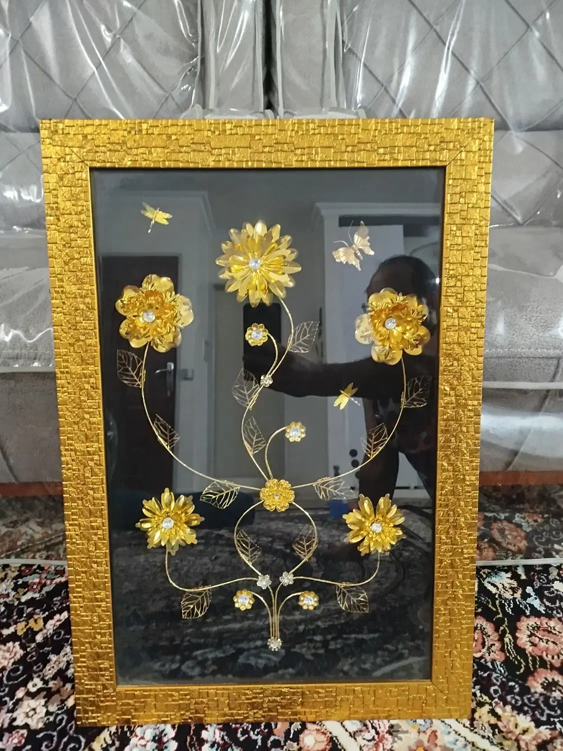 تابلو گل طلایی|تابلو، نقاشی، عکس|ری, تقی آباد|دیوار