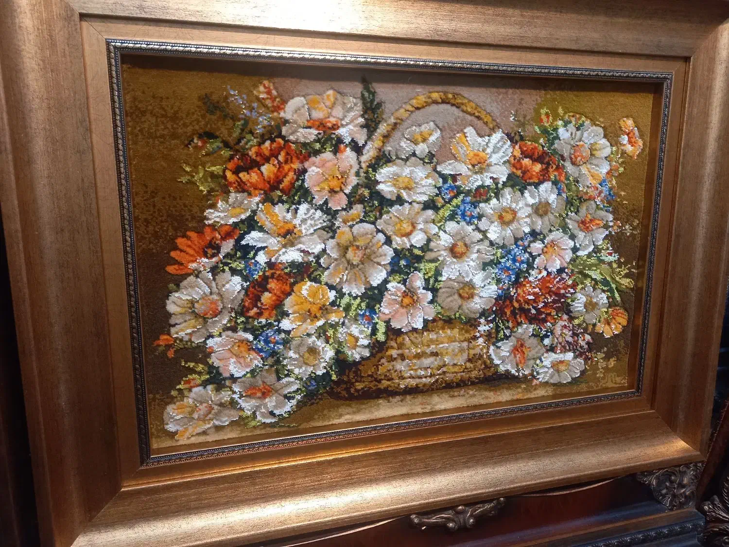 تابلو فرش دستباف گلدان بابونه برجسته تبریز golha|تابلو فرش|تهران, نارمک|دیوار