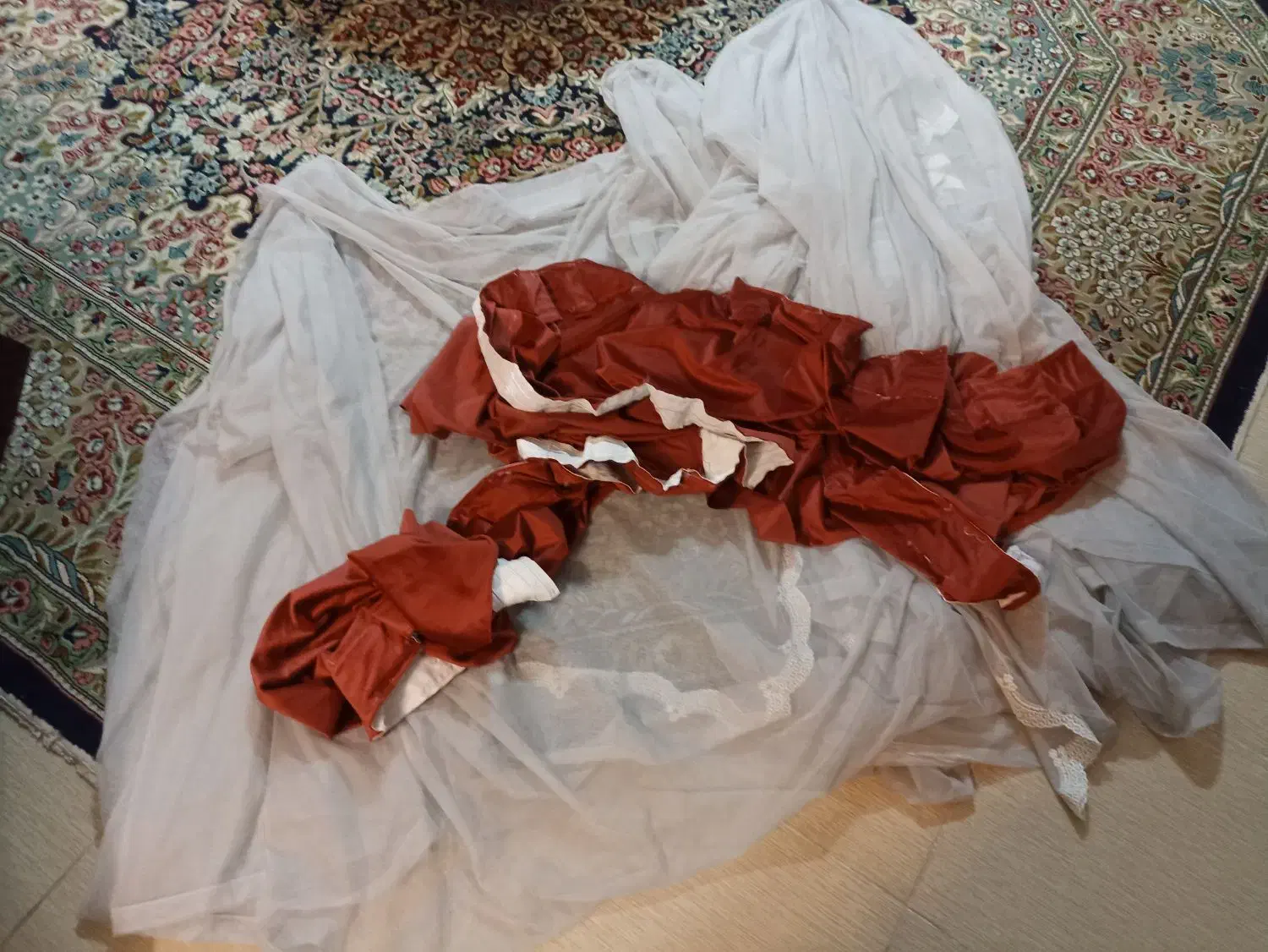 فروش دو عدد پرده تور ساده|پرده، رانر، رومیزی|کرمان, |دیوار