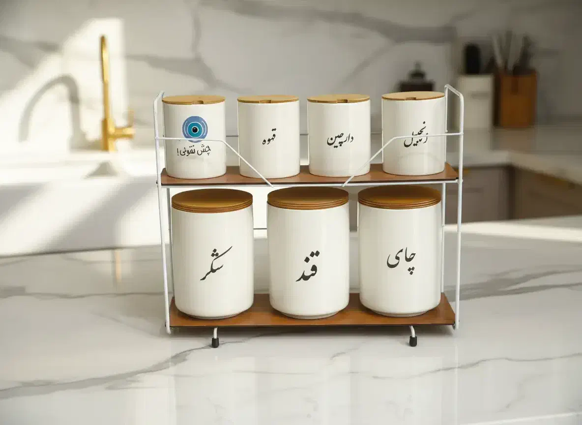 جا ادویه ( جاادویه ۷ پارچه سرامیکی نوشته فارسی)|ظروف نگهدارنده، پلاستیکی، یک‌بارمصرف|تبریز, |دیوار