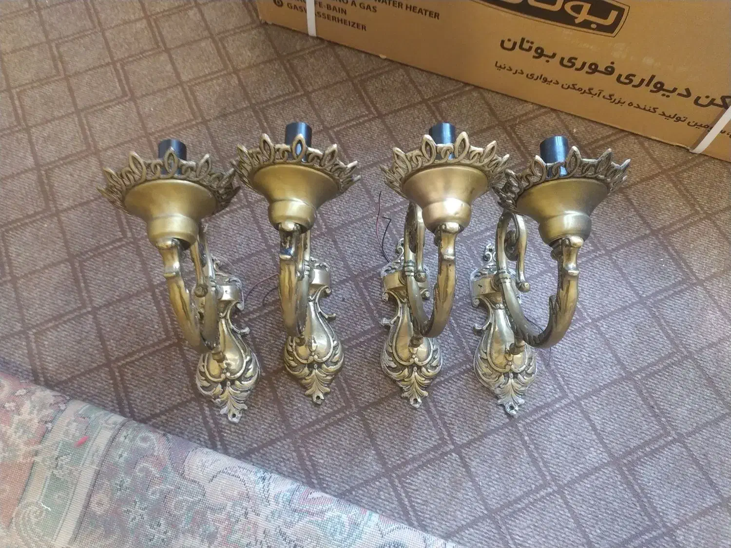 فروش 4 عدد دیوارکوب برنز قدیمی و سنگین|لوستر و چراغ آویز|کرمانشاه, |دیوار