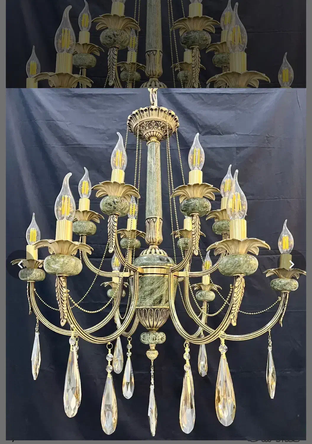 لوستر سنگی ۱۰شعله برنز وکریستال قیمت مناسب ‌مدرن|لوستر و چراغ آویز|کرمانشاه, |دیوار