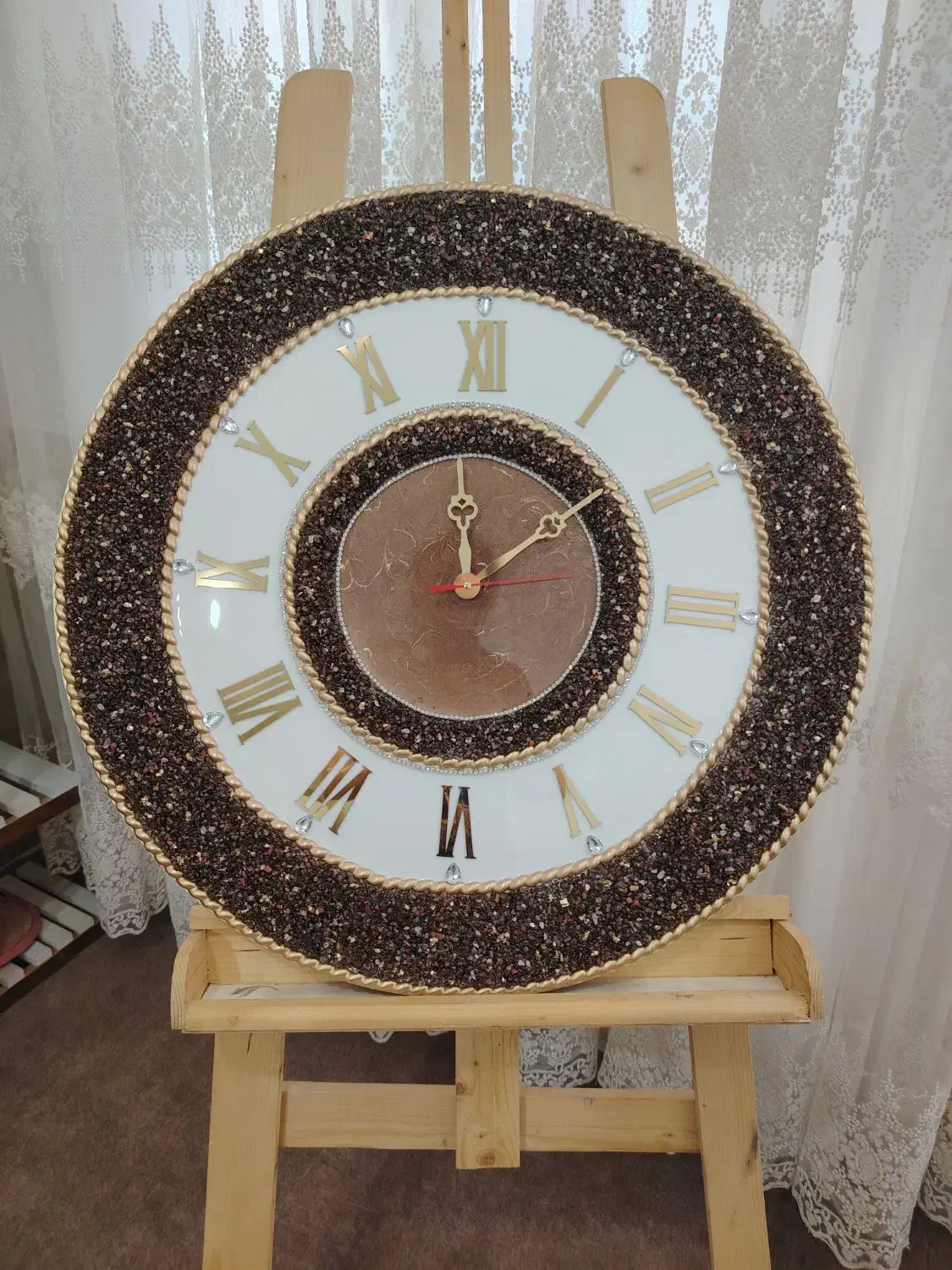 ساعت رزینی زیبا و دستساز،تابلوی گل خشک|ساعت دیواری و تزئینی|شیراز, نصر|دیوار