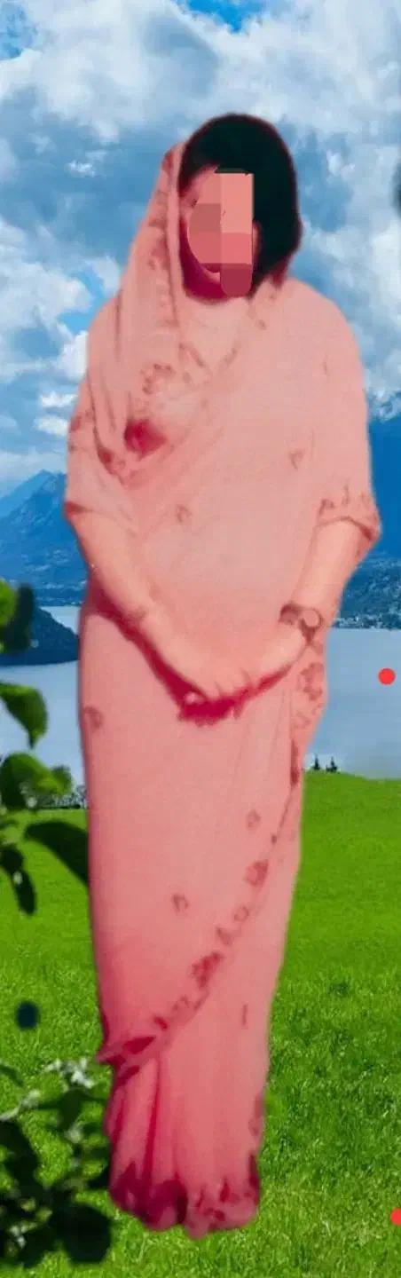 ساری هندی پارچه حریر سوزندوزی شده اصل|لباس|کرمان, |دیوار