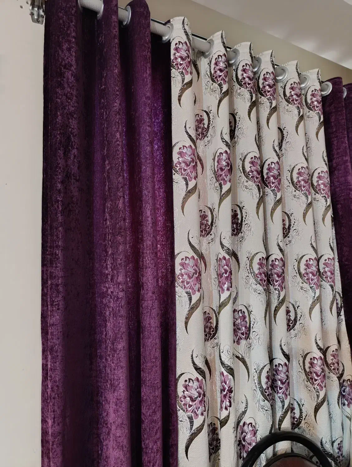 دو لنگه پرده پذیرایی مخمل|پرده، رانر، رومیزی|اهواز, امانیه|دیوار