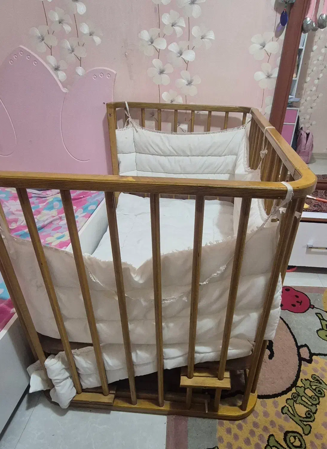 تخت چوبی کنار مادر گهواره شو قابل تنظیم دست دو|تخت و صندلی بچه|اردبیل, |دیوار