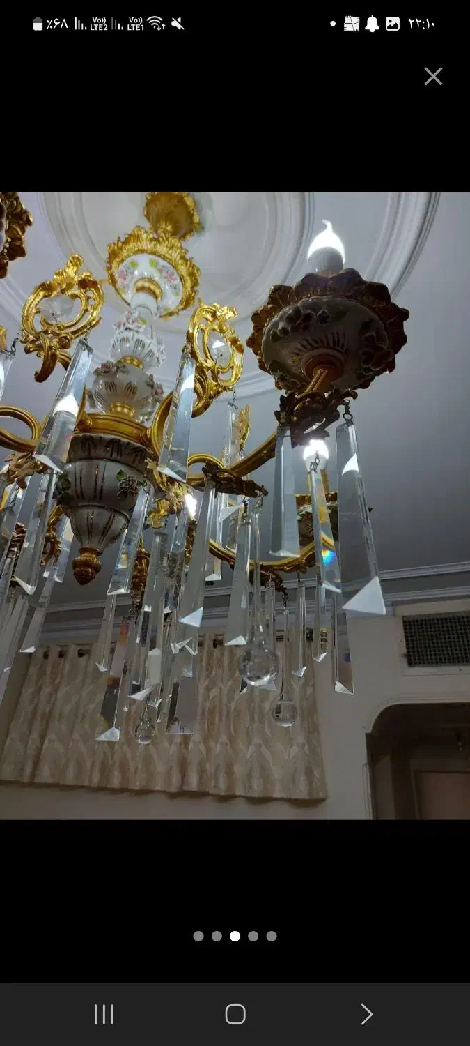 لوستر برنز و چینی شش شاخه|لوستر و چراغ آویز|تهران, ارامنه|دیوار