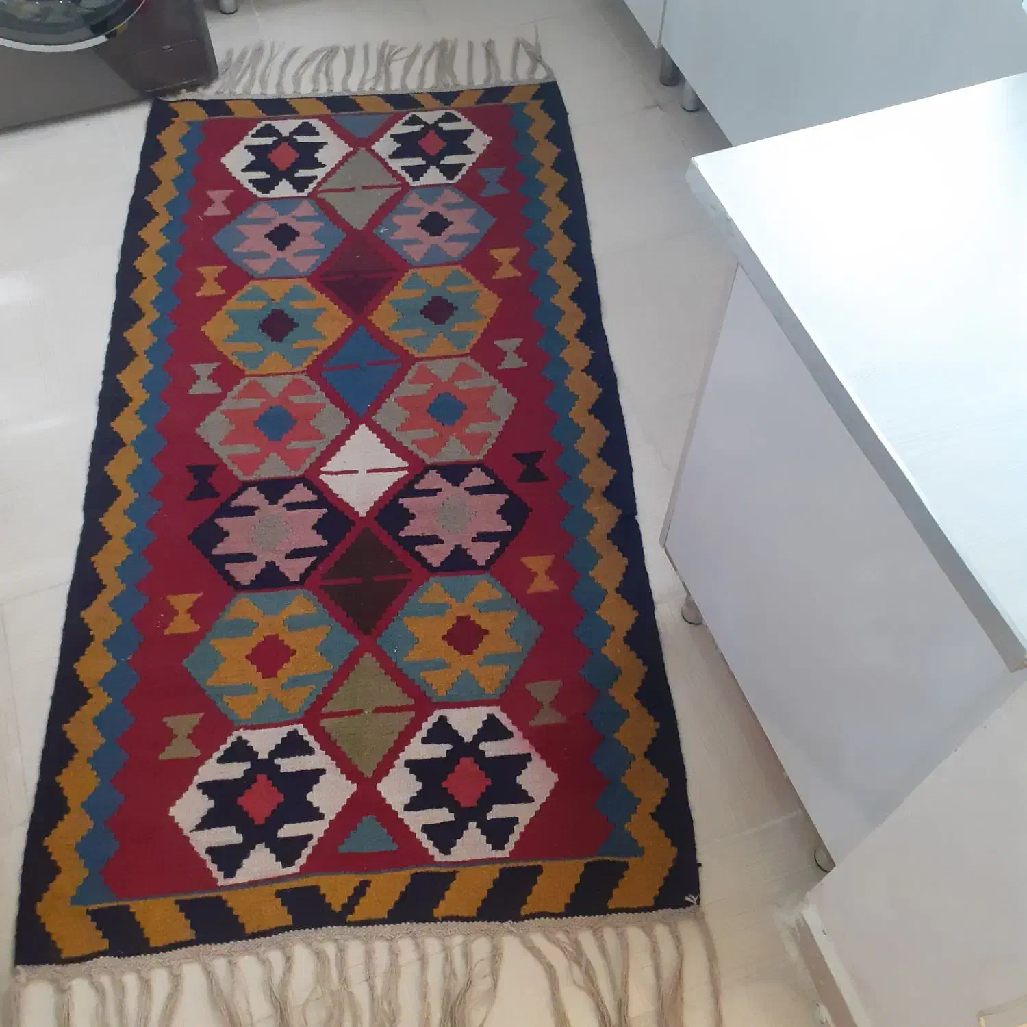 گلیم دست بافت پشم۱۰۰×۱۹۲ با رنگ طبیعی|گلیم، جاجیم، گبه|تهران, شهرک هما|دیوار