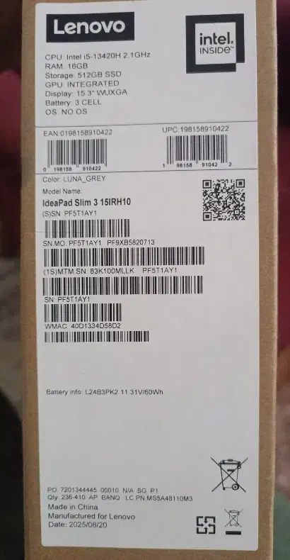 لپ تاپ لنوو Ideapad slim 3|رایانه همراه|زاهدان, |دیوار