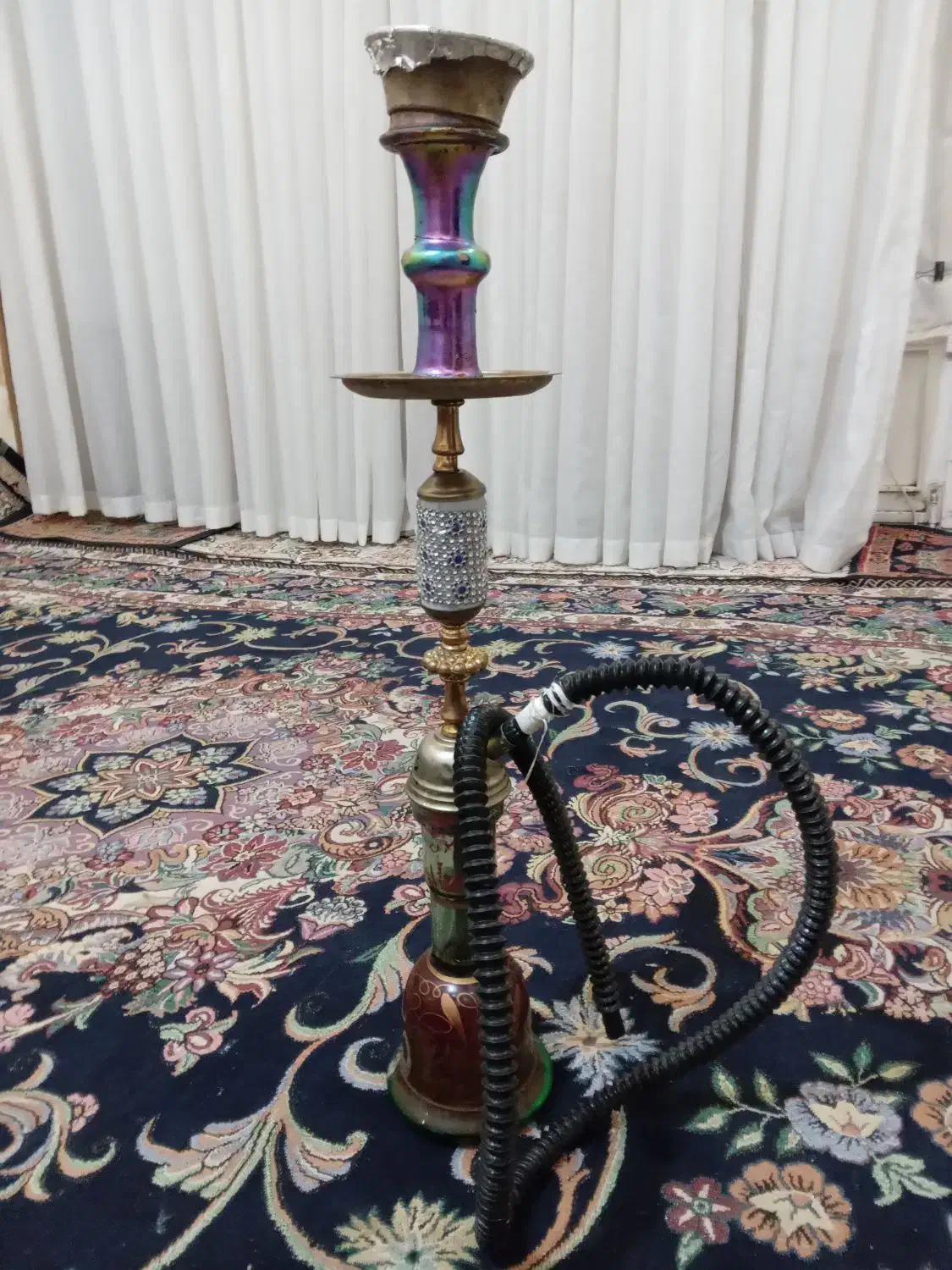 دوعدد قلیان چوبی و برنز|کلکسیون و سرگرمی|اقبالیه, |دیوار