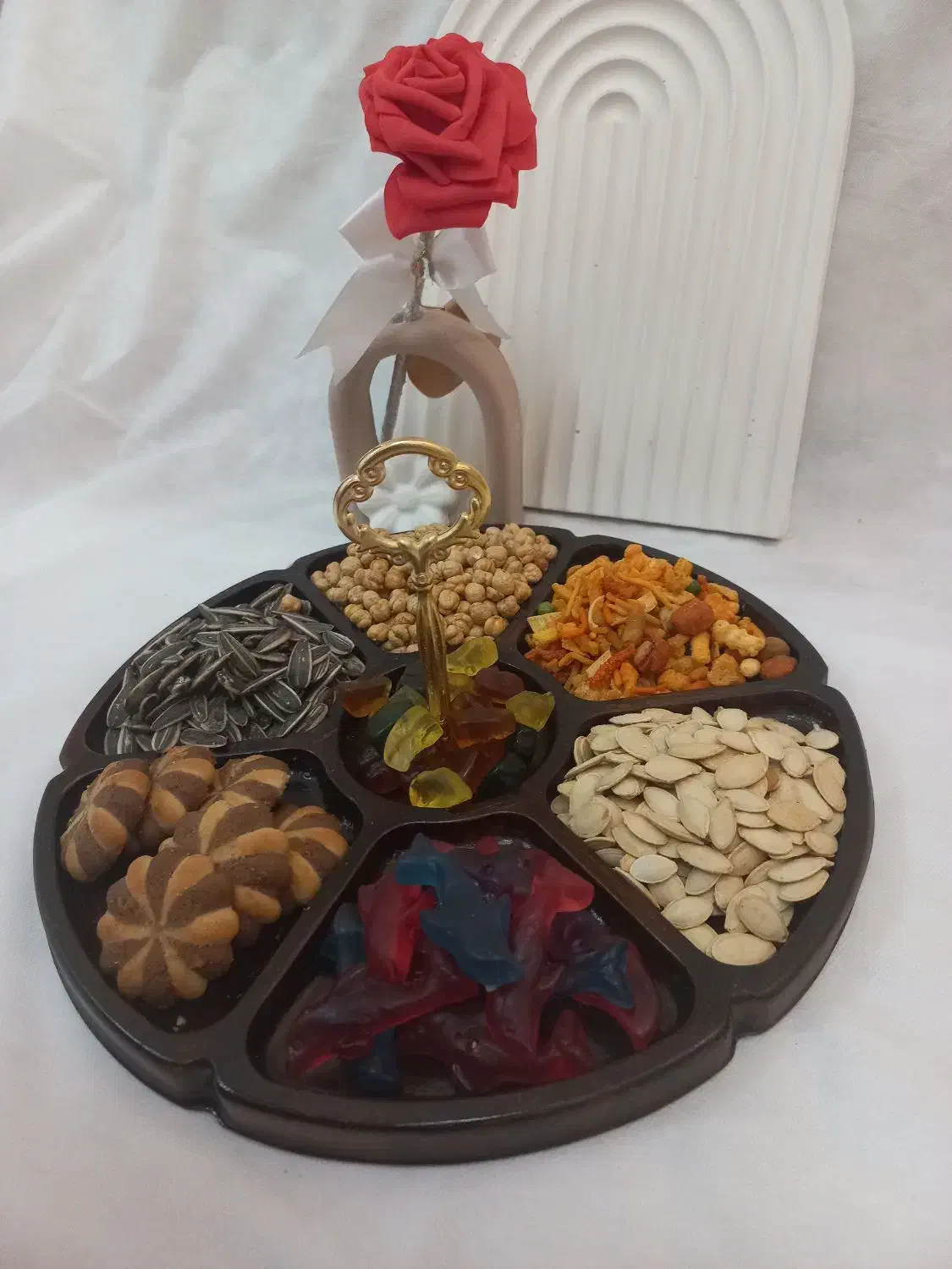 آجیل خوری هفت خانه پرکاربرد طرح چوب|ظروف سرو و پذیرایی|بستک, |دیوار