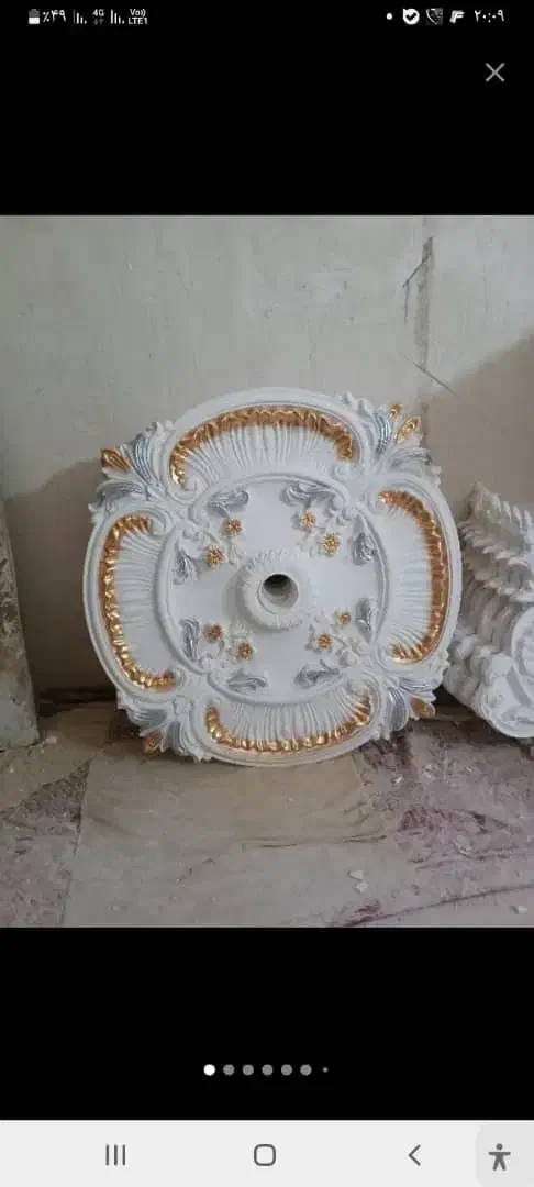 دور لوستر دور چراغ گچبری پیش ساخته گچ کاری نقاشی|لامپ و چراغ|تبریز, |دیوار