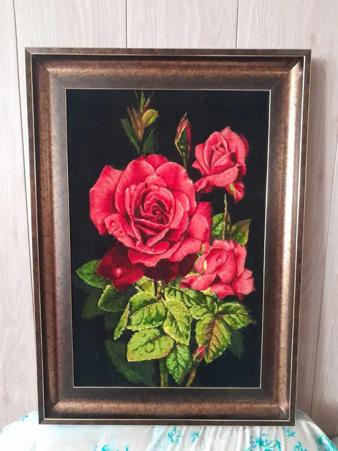 دستبافت گل رز هدیه روز مادر|تابلو فرش|تبریز, |دیوار