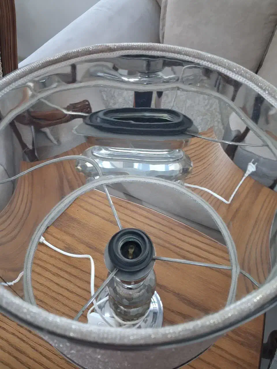 آباژور لوکس نقره ای پایه تمام استیل|چراغ خواب و آباژور|مشهد, صیاد شیرازی|دیوار