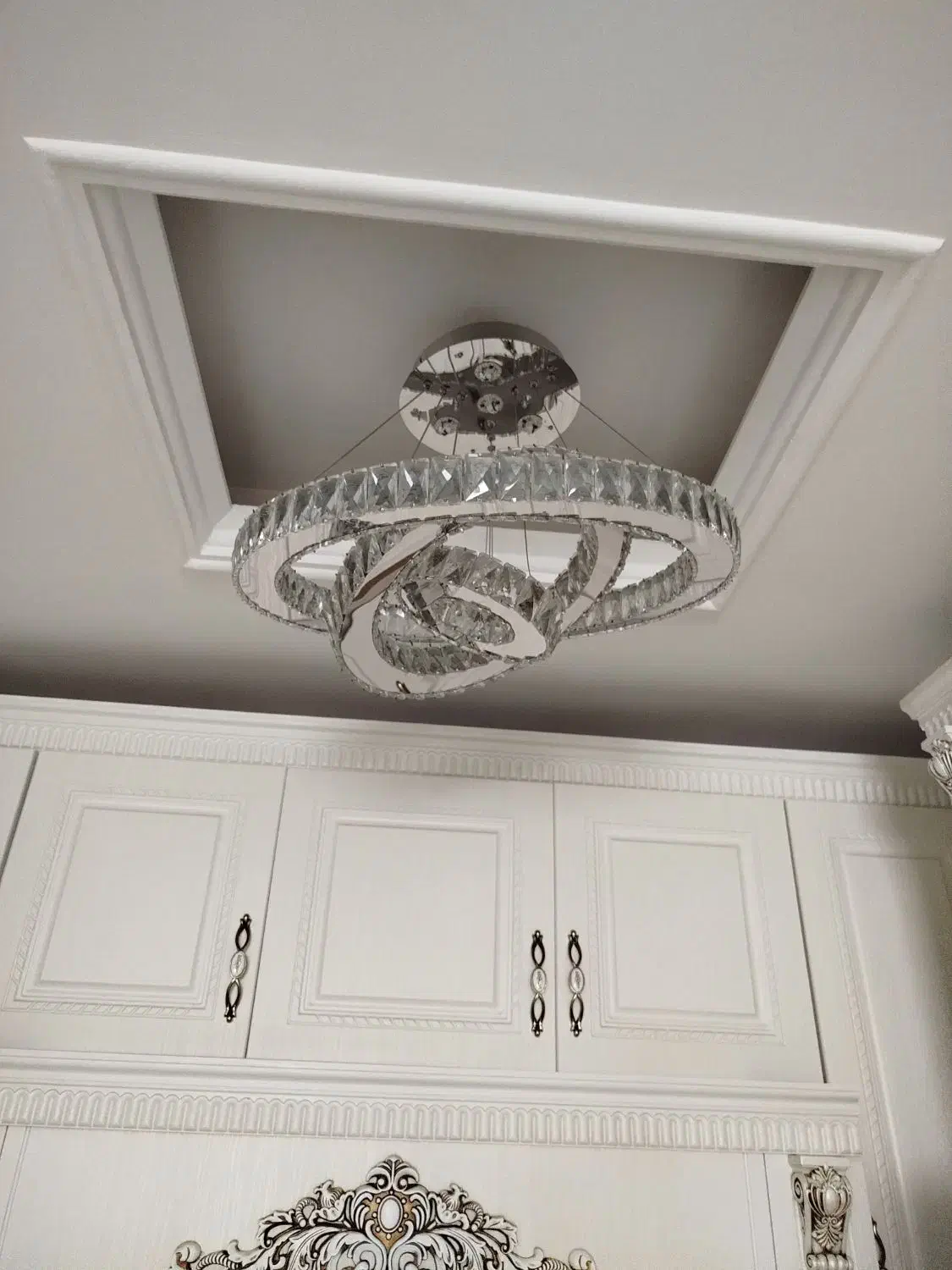 لوستر سقفی تمام کریستال بدنه استیل اس ام دی|لوستر و چراغ آویز|فردیس, شهرک هفده شهریور|دیوار