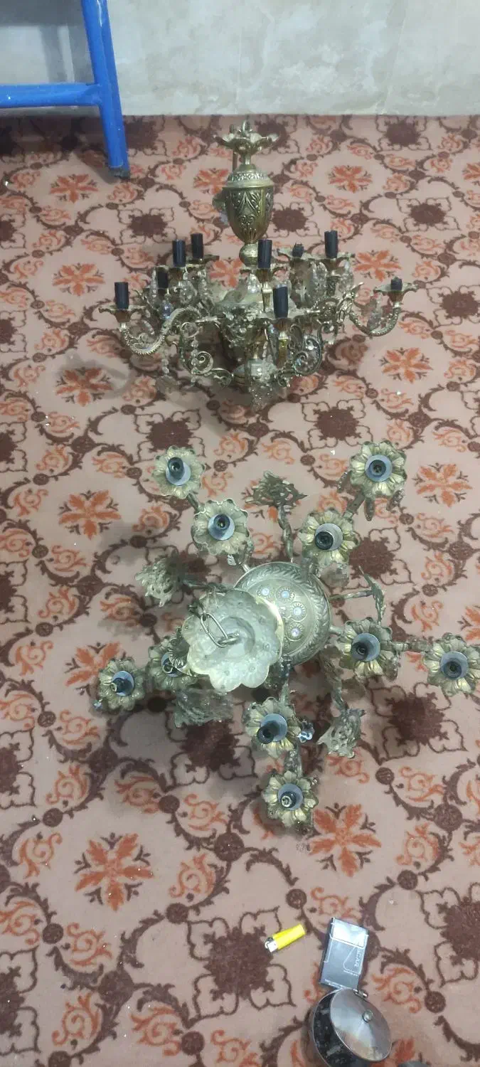 یک جفت لوستر پنچ شاخه دو طرفه کاملا سالم|لوستر و چراغ آویز|مراغه, |دیوار