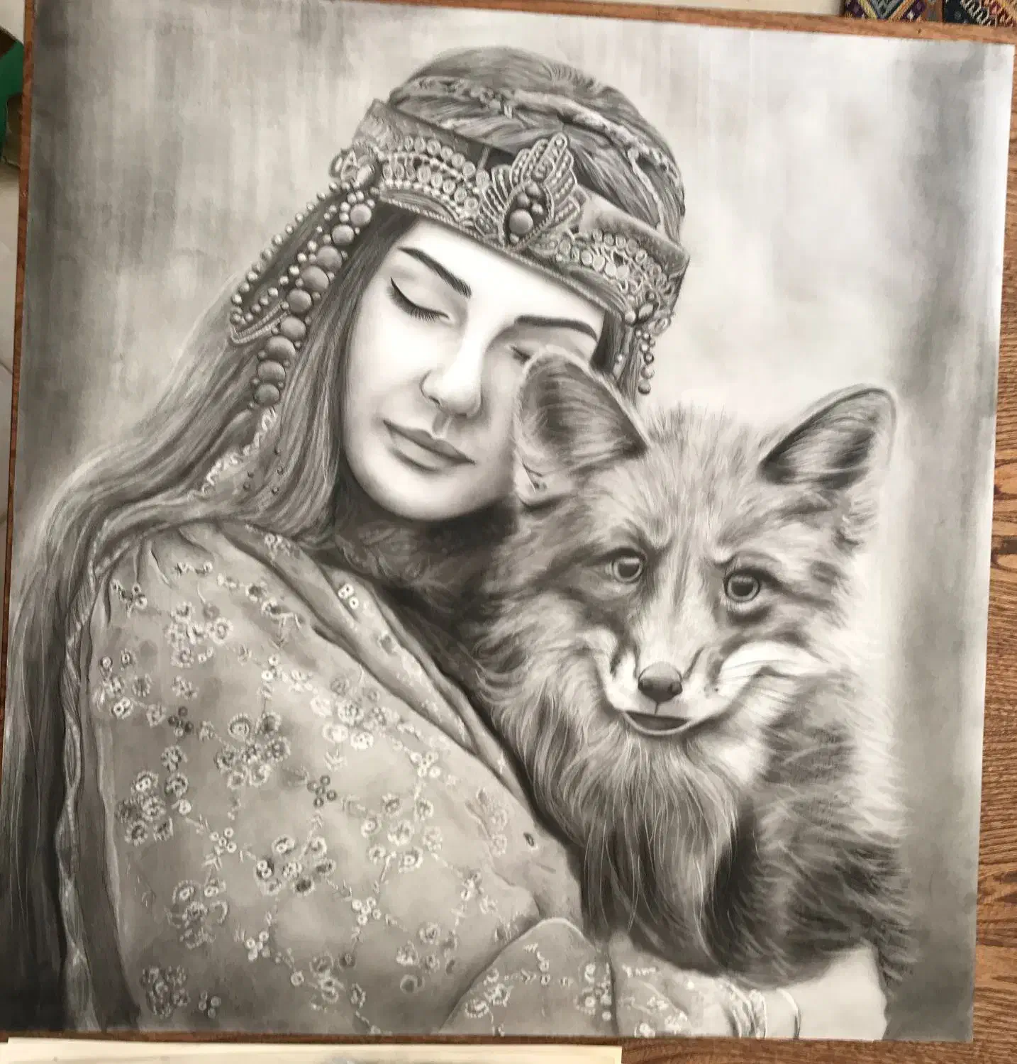 نقاشی چهره سیاه قلم|تابلو، نقاشی، عکس|شهریار, شهرک شاهد|دیوار