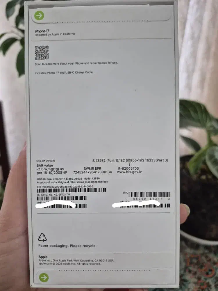 ایفون 17 (نات اکتیو) با ریجیستری پلمپ|موبایل|کرمان, |دیوار