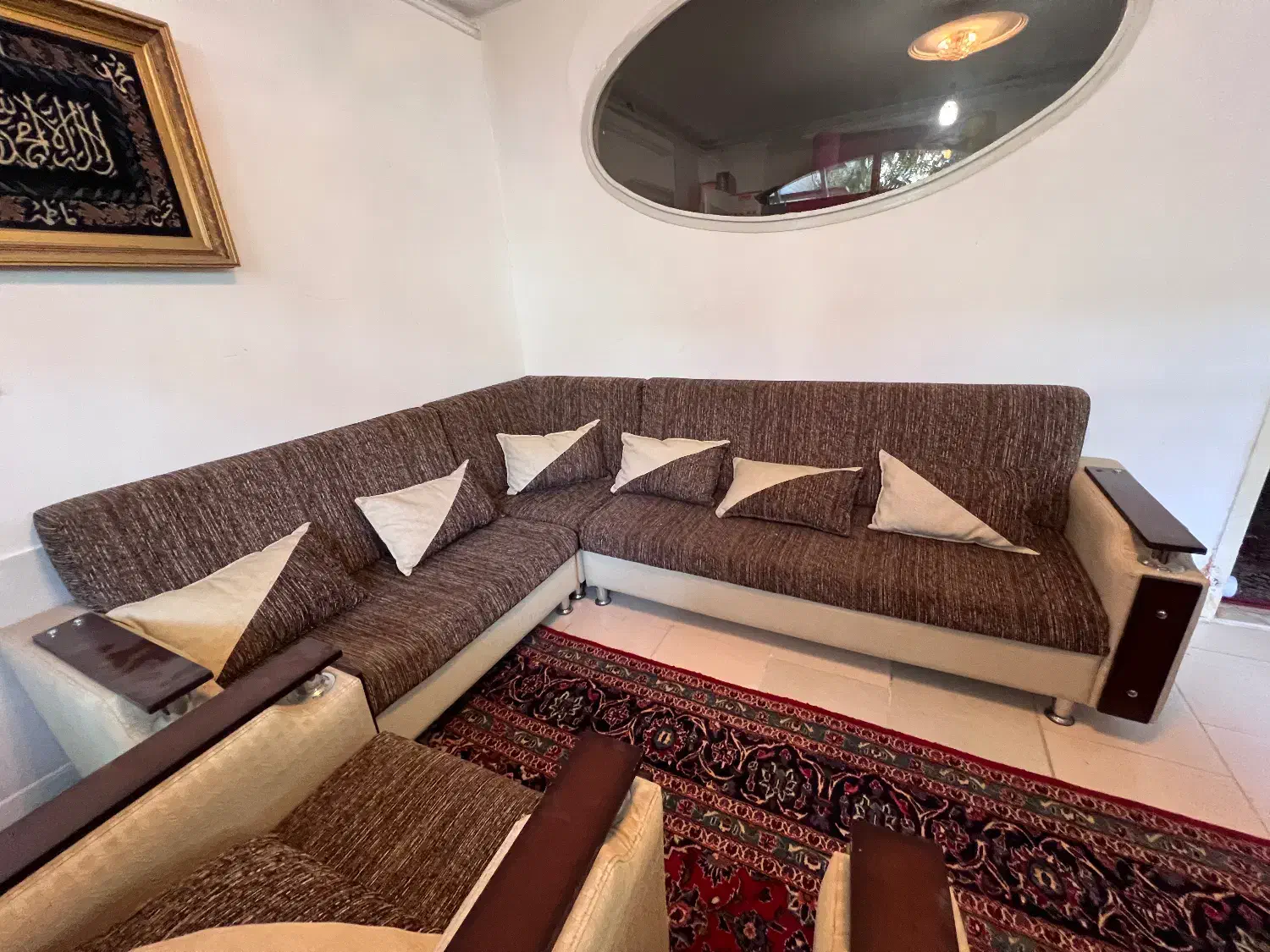 مبل ۸ نفره چوب و چرم|مبلمان خانگی و میز عسلی|کاشان, امیرکبیر|دیوار