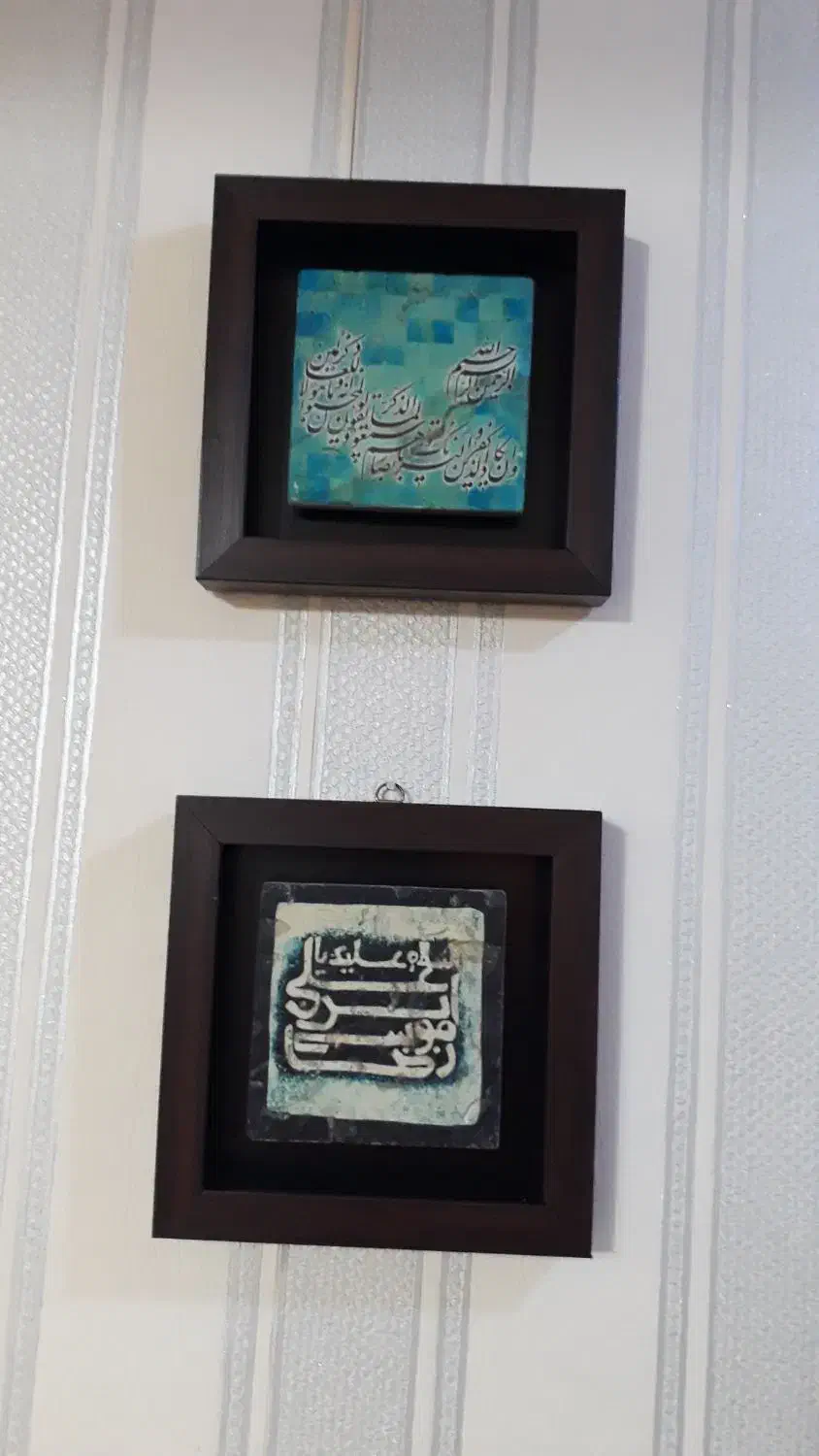 یک جفت تابلو سنگی با قاب چوبی کاملا نونو|تابلو، نقاشی، عکس|یزد, |دیوار