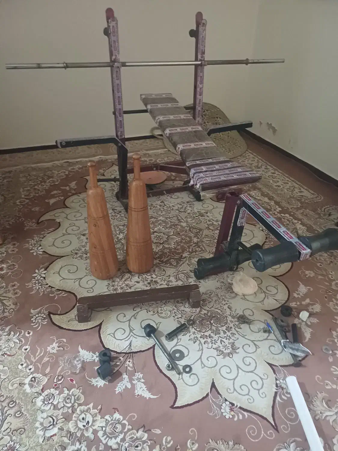 میز و دستگاه پرس با هالتر میل باستانی تخته شنا|تجهیزات ورزشی|ایذه, |دیوار