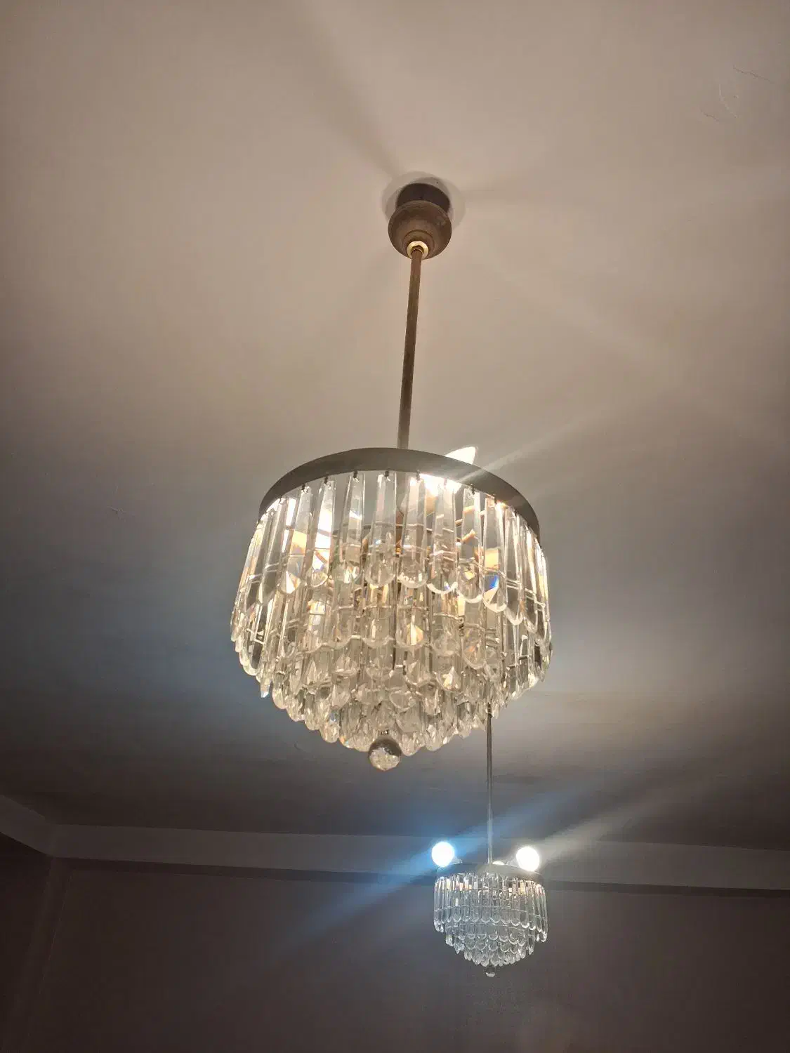 دوعدد لوستر کریستالی|لوستر و چراغ آویز|پردیس, فاز ۸|دیوار