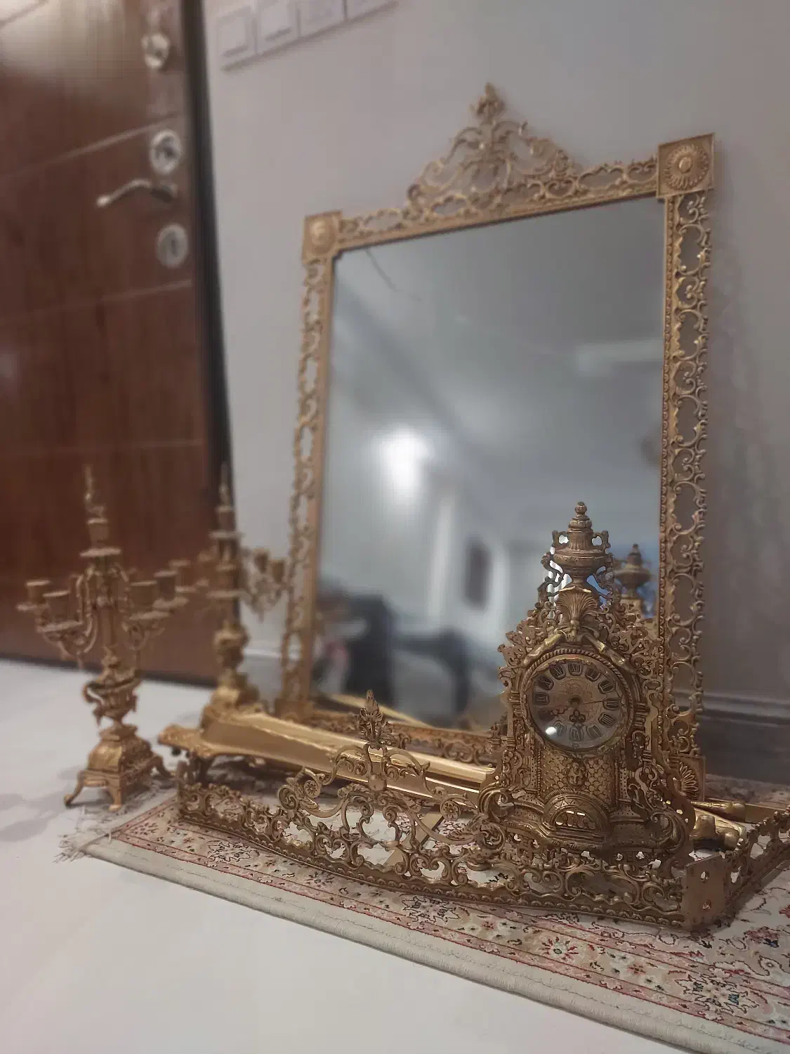 ست آینه شمعدان ساعت برنجی|آینه|تهران, بهجتآباد|دیوار