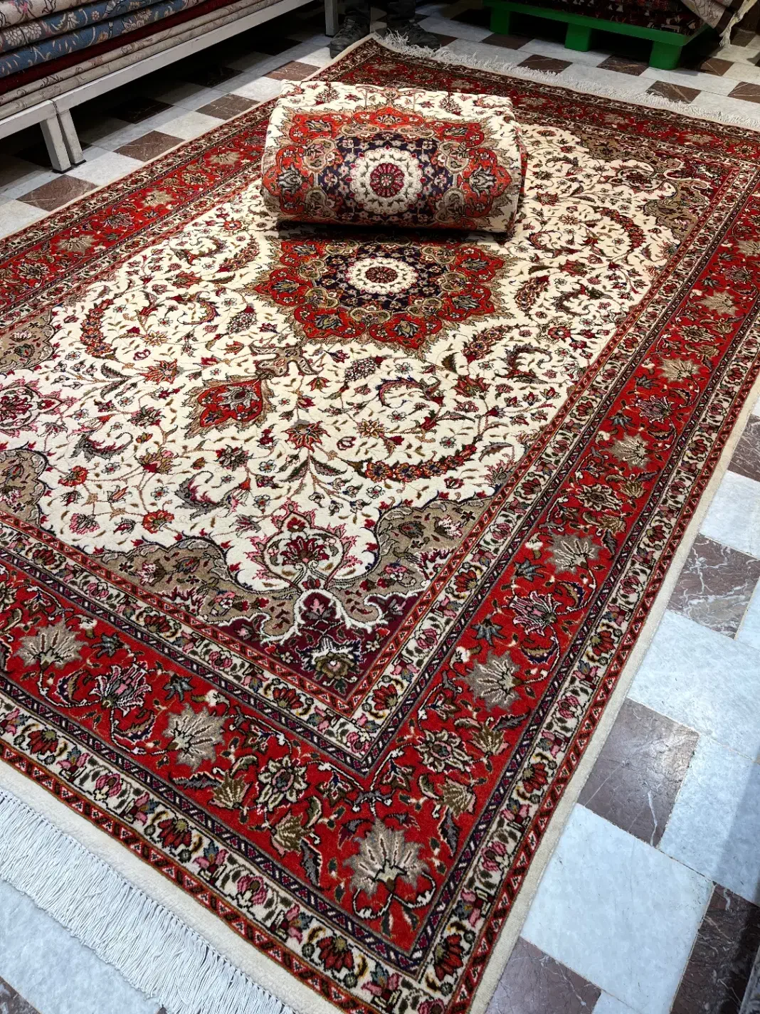 فرش دستباف جفت ۶ متری تبریز ۴۰ رج تقی زاده دستبافت|فرش|تهران, مولوی|دیوار