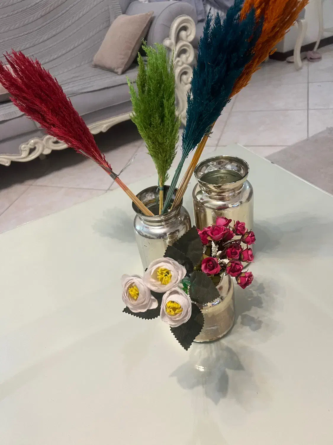۳ عدد گلدان در سایز های مختلف همراه گل|گل مصنوعی|تهران, جوادیه تهرانپارس|دیوار